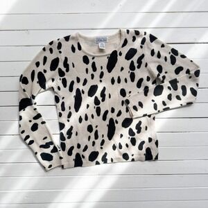 cow spot pattern cream black y2k vtg silk angora sweater